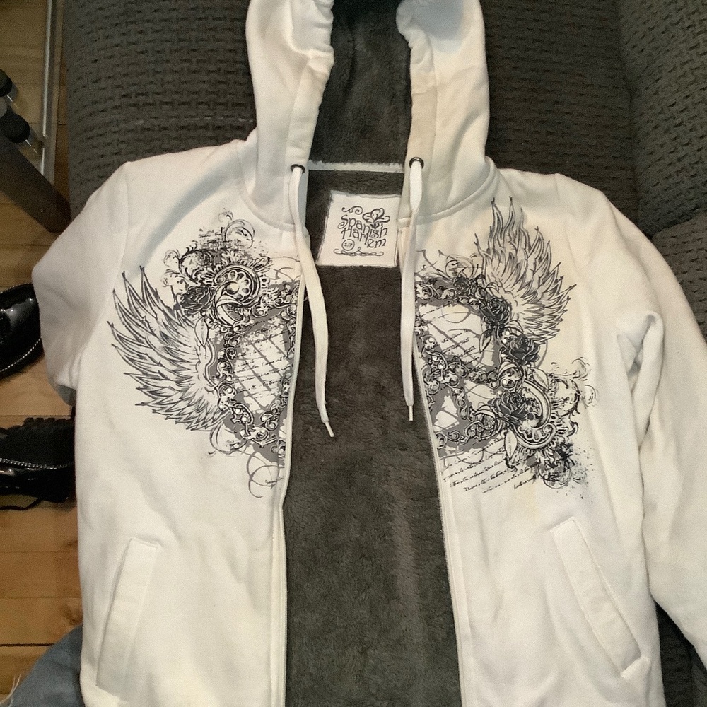 Cute white zip up hoodie